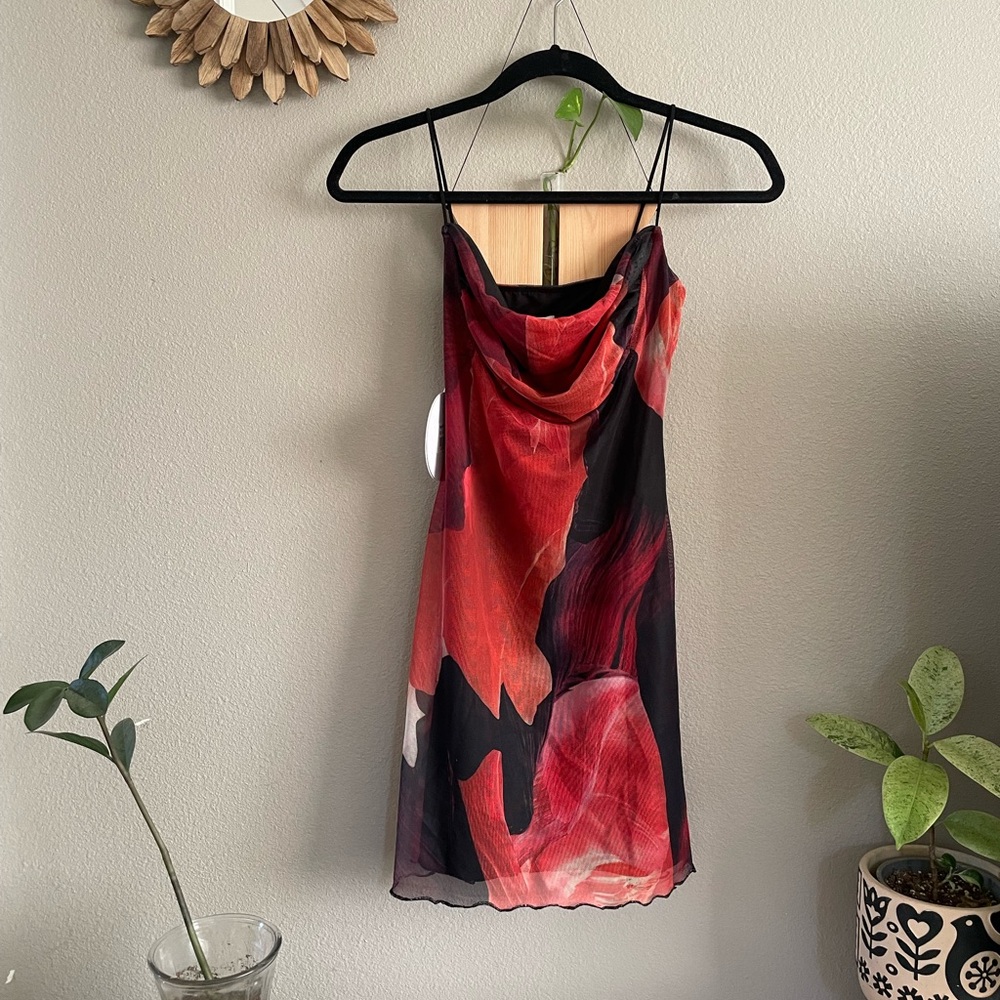 Elegant Red and Black Slip mini Dress